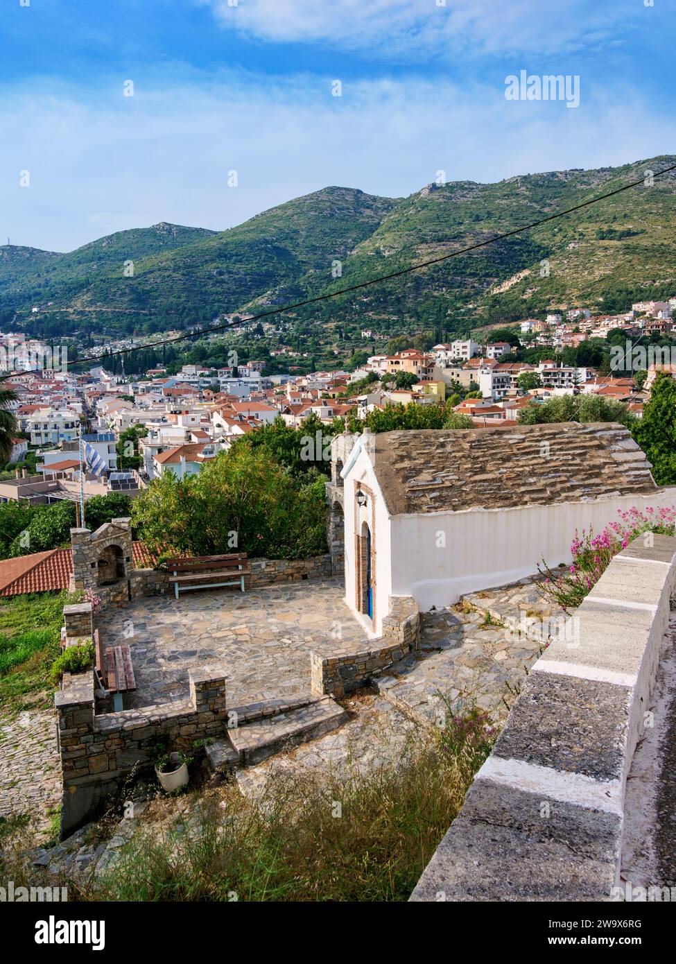 Kirche von Agia Pelagia, Ano Vathy, Samos Stadt, Samos Insel, Nordägäis, Griechenland Stockfoto