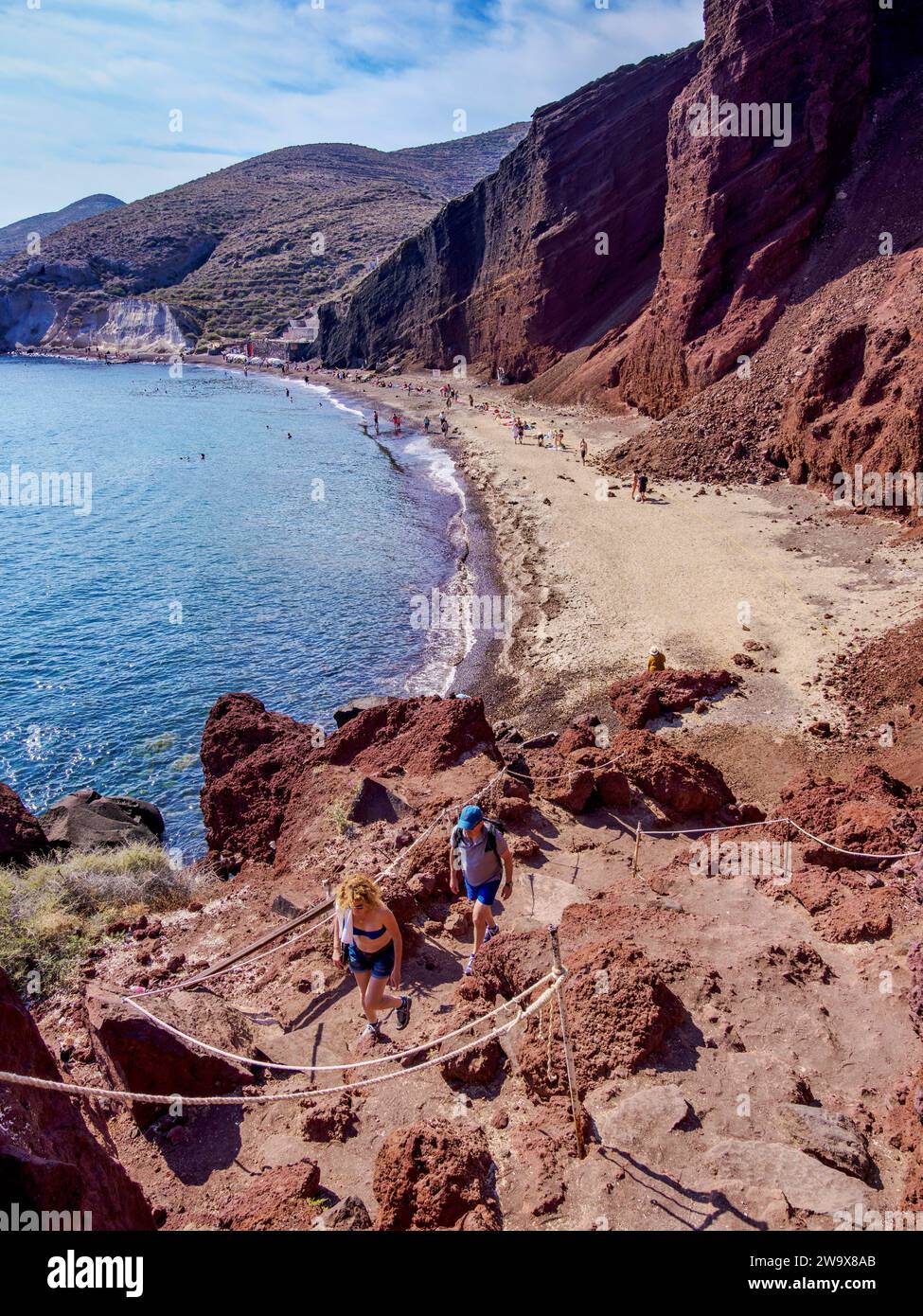 Roter Strand, Santorini oder Thira Island, Kykladen, Griechenland Stockfoto