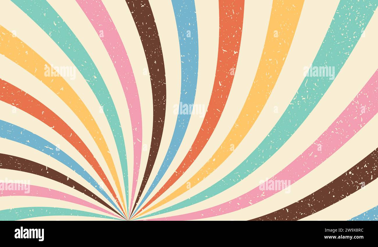 Sonnenstrahl groovig. Hintergrund der Sonnenstrahlen. Radialer Burst. Sunburst-Muster. Balkenlinie. Sonnenlicht abstrahlen. Textur mit Comic-Effekt. Retro-Pop-Art-Streifen Stock Vektor