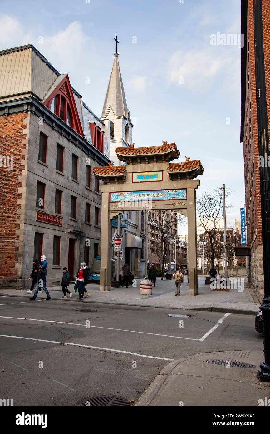 Tor auf der Westseite von Chinatown auf der St. Laurent in Montreal, Quebec, Kanada Stockfoto