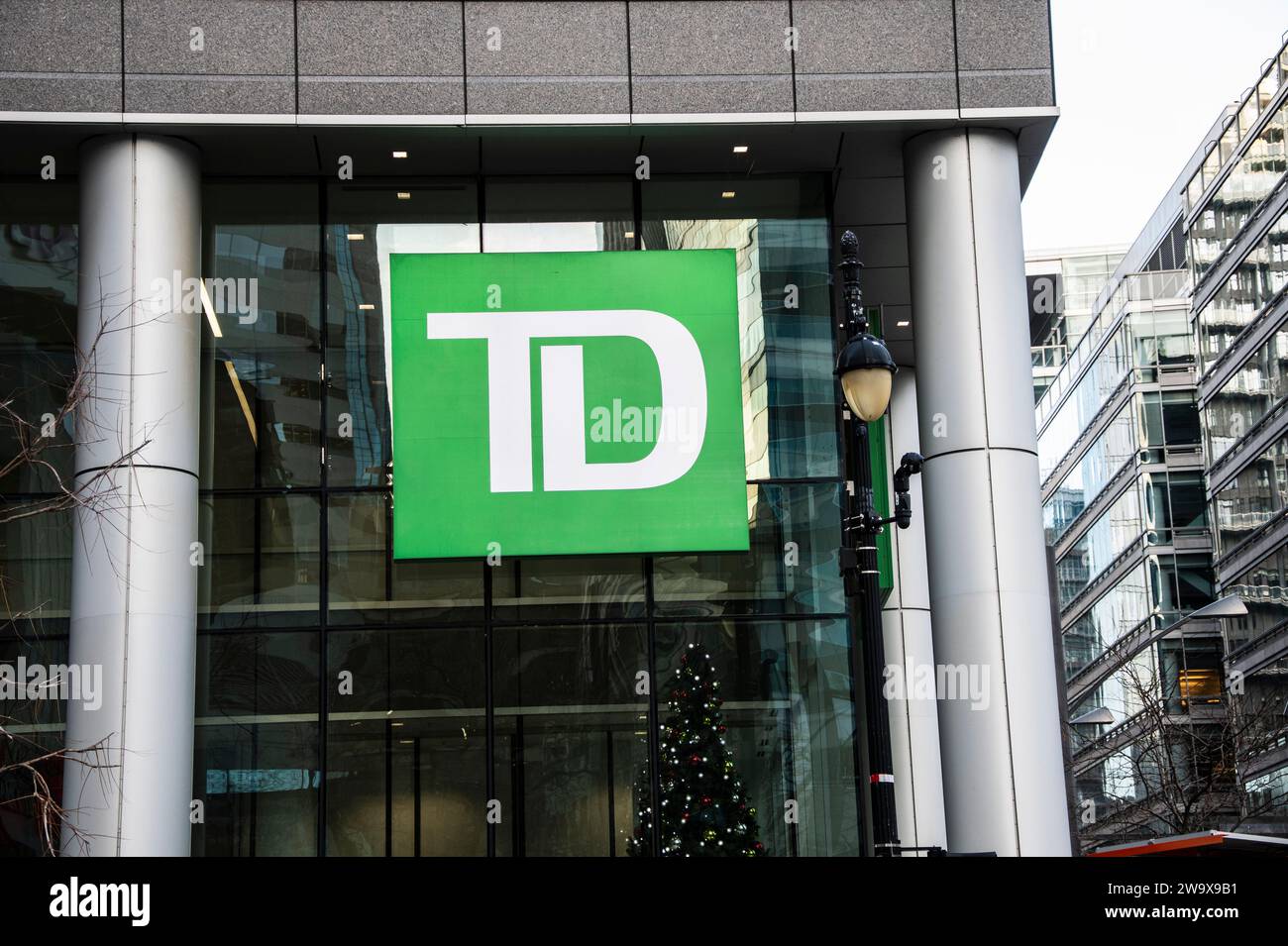 TD Bank Schild in Downtown Montreal, Quebec, Kanada Stockfoto