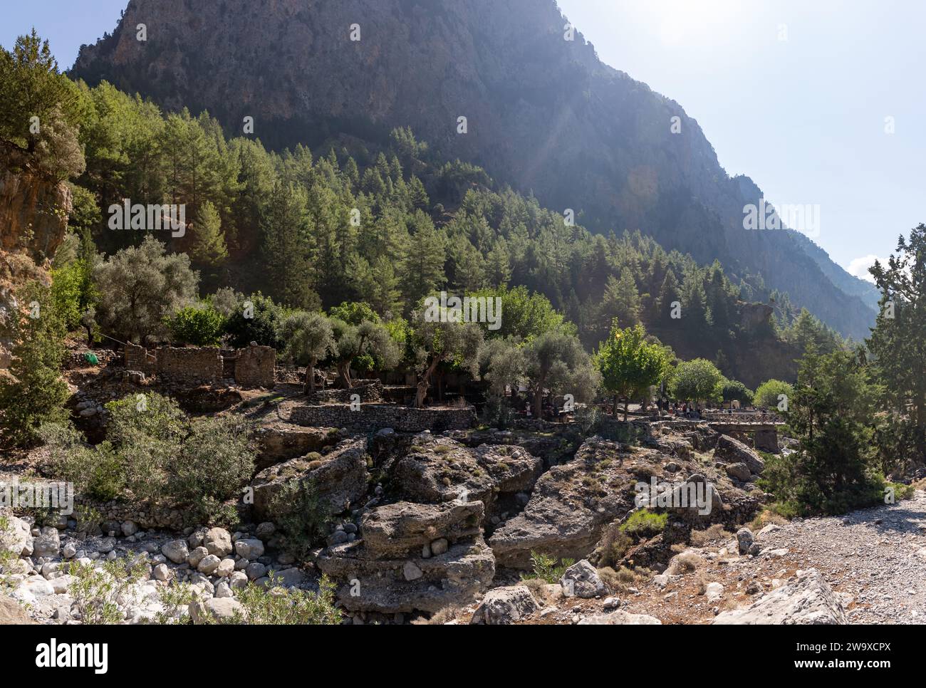 Ein Bild der Siedlung, Teil der Samaria Gorge Wanderung. Stockfoto