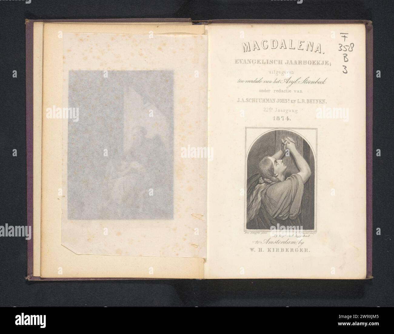 Magdalena: Evangelical Yearbook, herausgegeben für Asyl Steenbeek, J.A. Johsz. Schuurman, 1874 Buch Amsterdam Zeitung. Leinen (Material). Kartondruck/Kollotyp Stockfoto