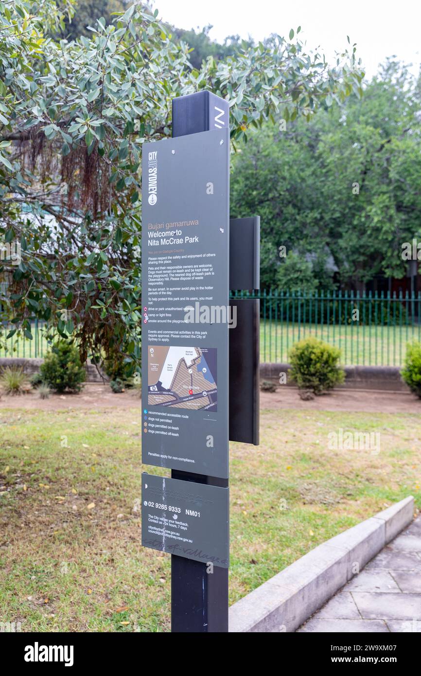 Sydney Australia, Nita McCrae Park in der Gegend von Rocks in Sydney, Nita mobilisierte die lokale Gemeinde, um gegen die Entwicklung von Millers Point zu protestieren Stockfoto