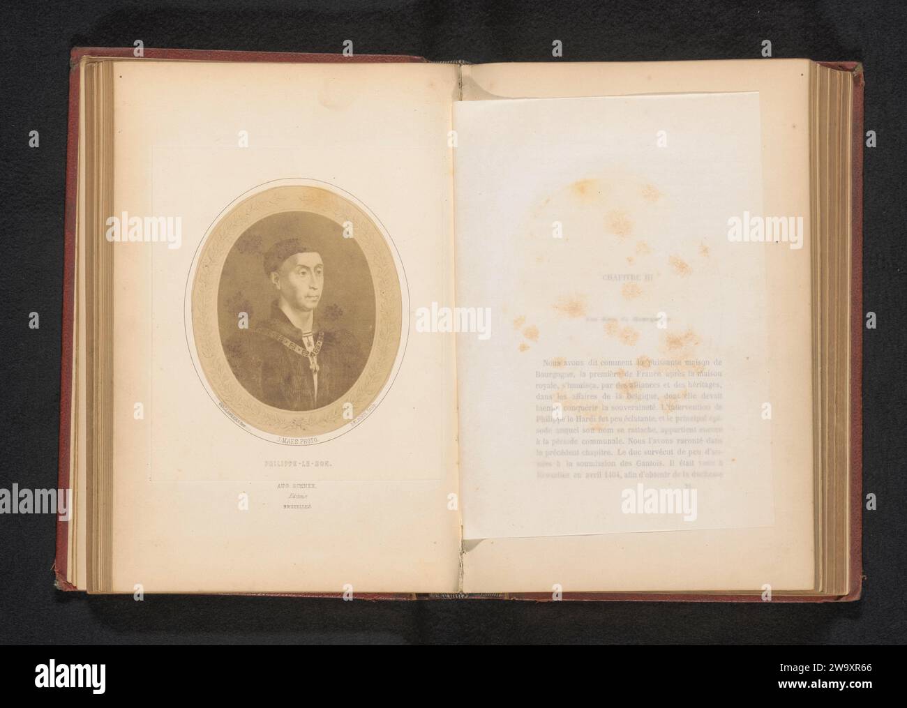 Fotoproduktion eines Porträts von Philippe Le Bon von Rogier van der Weyden, Joseph Maes, nach Rogier van der Weyden, um 1855 - in oder vor 1860 fotografische Trägeralbumen drucken historische Personen Stockfoto