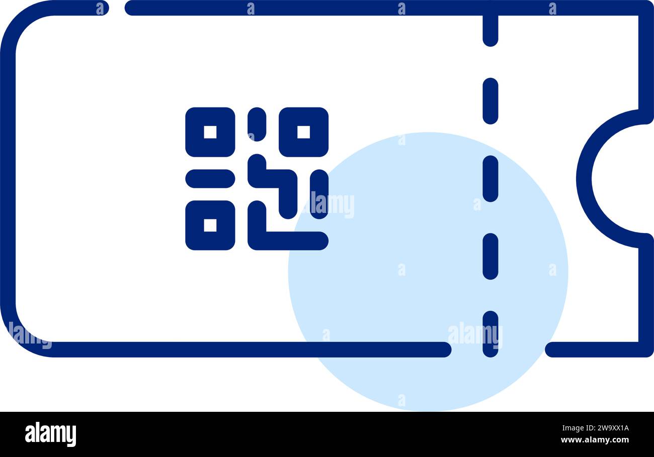 Ticket mit qr-Code. Check-in-App für Flüge. Pixelperfekter, bearbeitbarer Kontur Stock Vektor