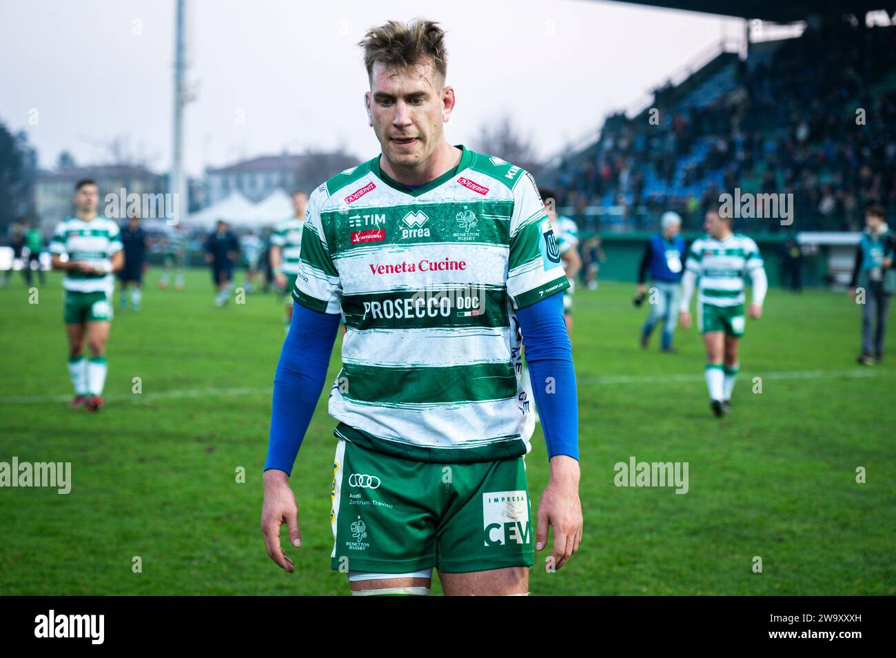 Treviso, Italien. Dezember 2023 30. Federico Ruzza von Benetton Treviso wurde 2023/24 bei der United Rugby Championship zwischen Benetton Treviso und Zebre Parma im Monigo-Stadion gespielt. Endrunde; Benetton Treviso 36 : 14 Zebre Parma. Quelle: SOPA Images Limited/Alamy Live News Stockfoto