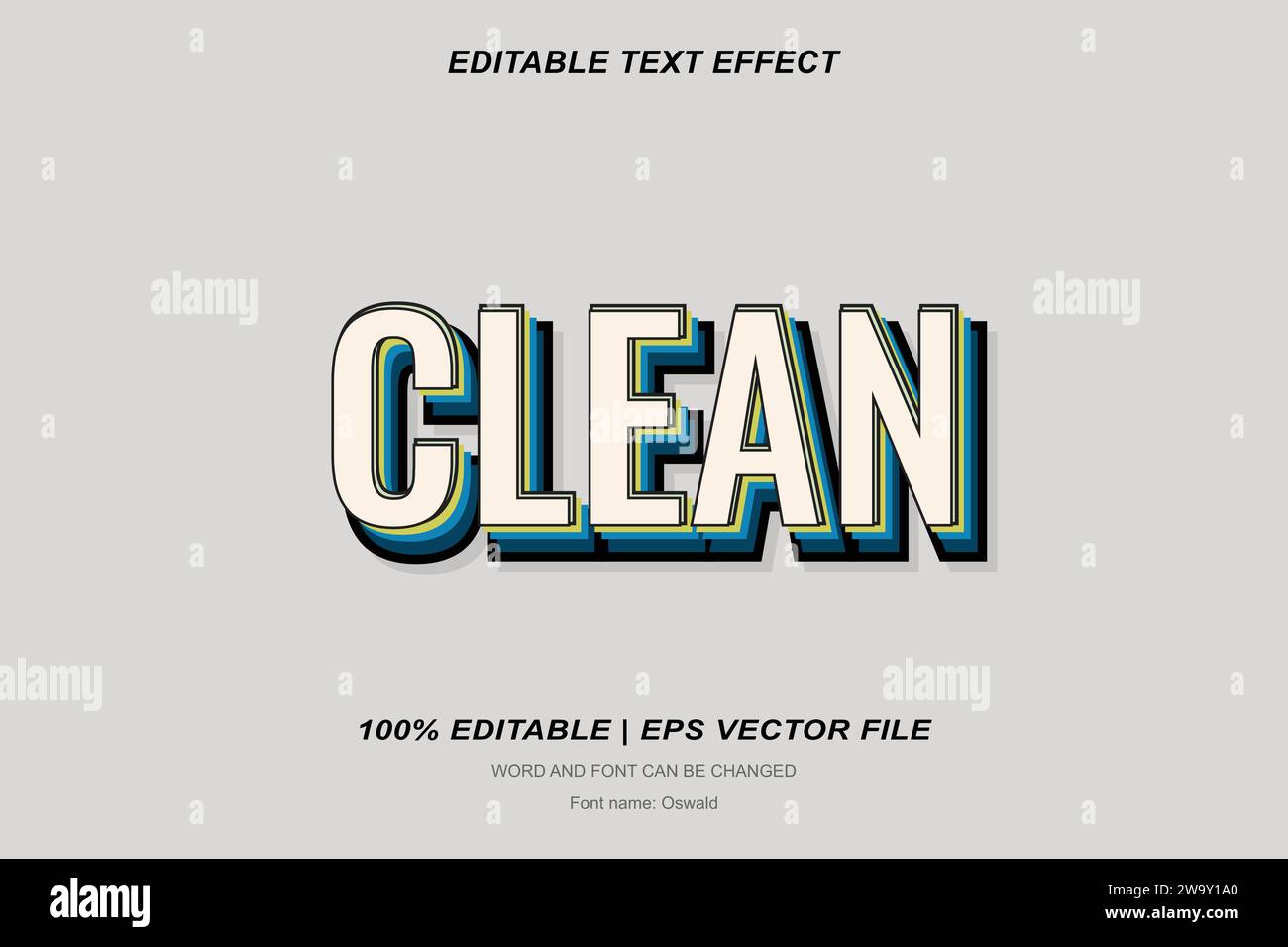 Clean Text Style Effekt, 3D editierbares Vektordesign Stock Vektor