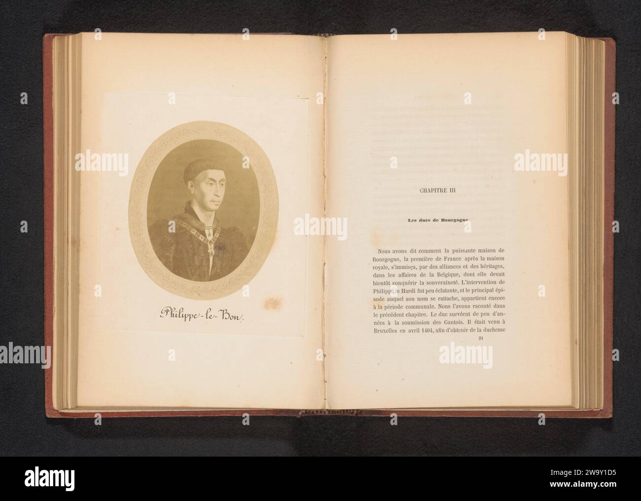 Fotoproduktion eines gemalten Porträts von Philippe Le Bon von Rogier van der Weyden, Joseph Maes (zugeschrieben), nach Rogier van der Weyden, um 1855 - in oder vor 1860 fotografische Trägeralbumen drucken historische Personen Stockfoto