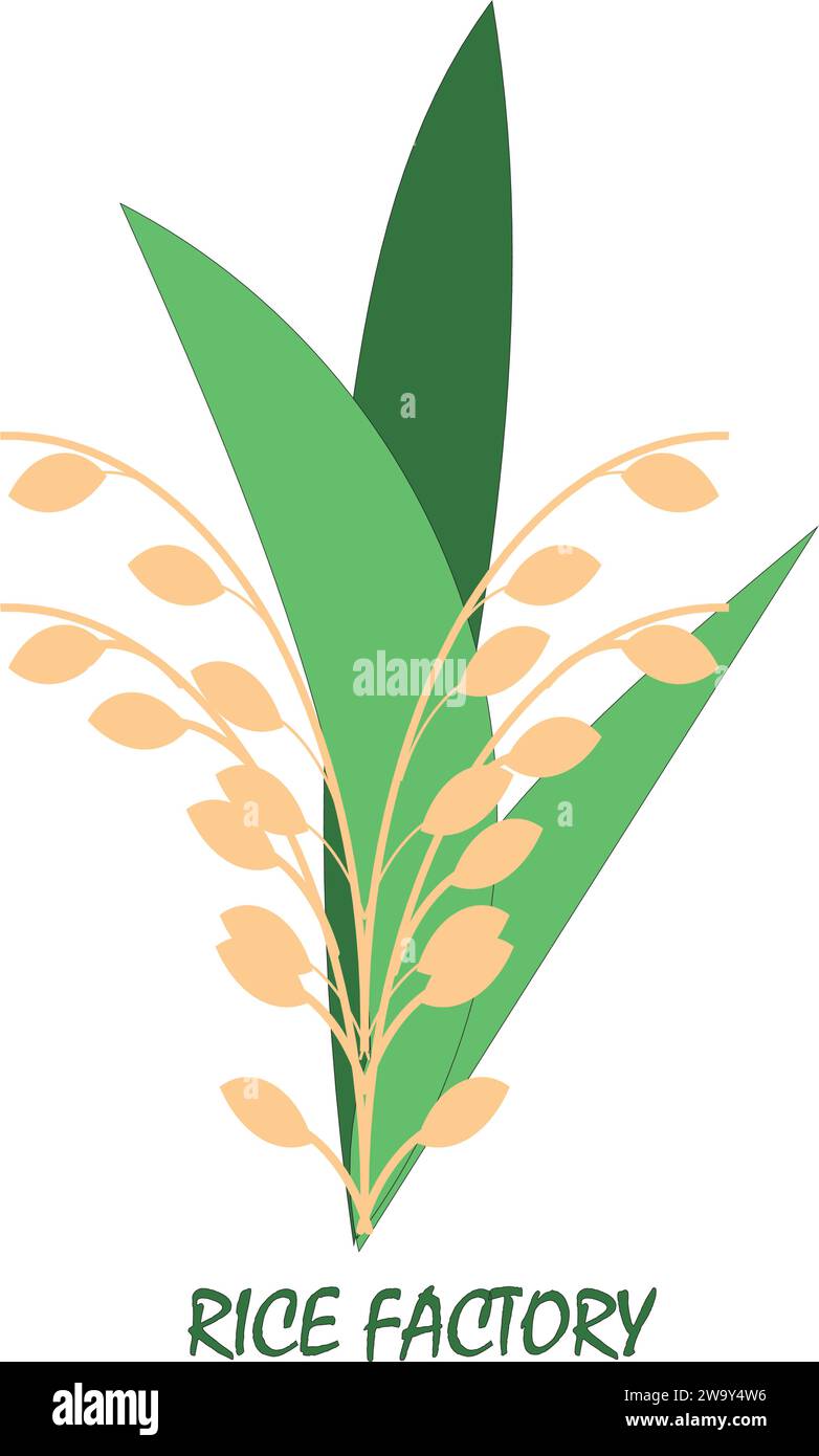 Vektor-Logo-Etikett oder Verpackung der Reisfabrik. Stock Vektor
