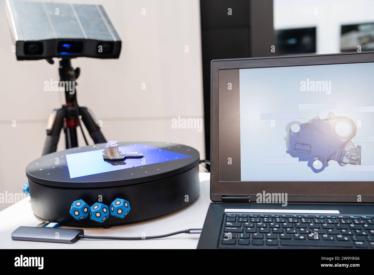 3D-Scanner für Reverse Engineering. Stockfoto