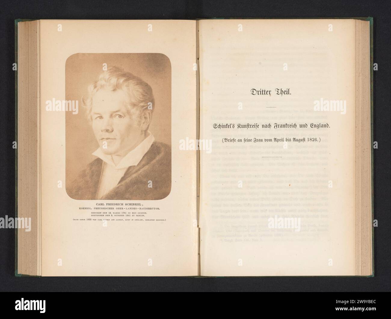 Fotoproduktion eines Gemäldes, das ein Porträt von Carl Friedrich Schinkel, Anonym, nach Carl Schmid, um 1858 - in oder vor 1863 fotografische Unterstützung gesalzenes Papierdruckporträt, Selbstporträt des Architekten Stockfoto