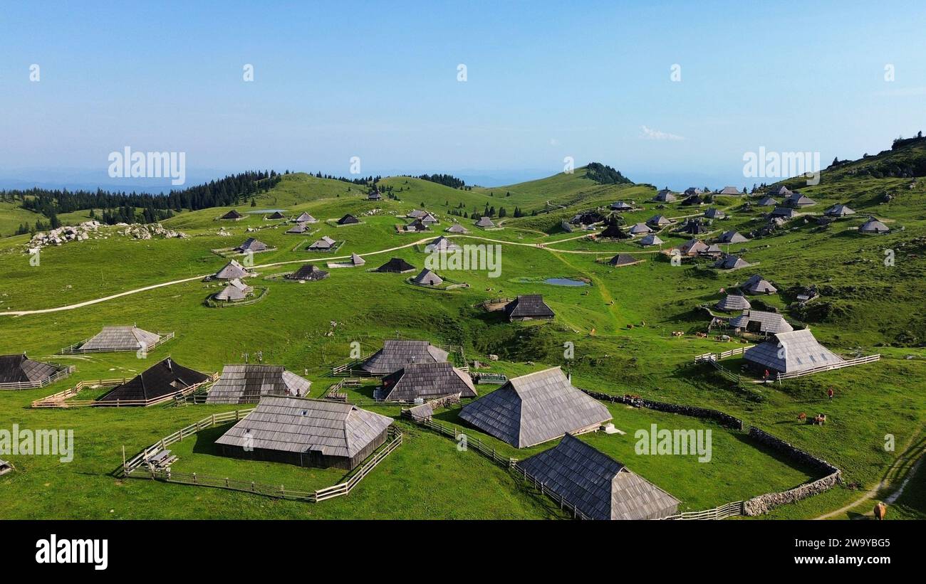 Drohnenfoto velika planina Slowenien Europa Stockfoto