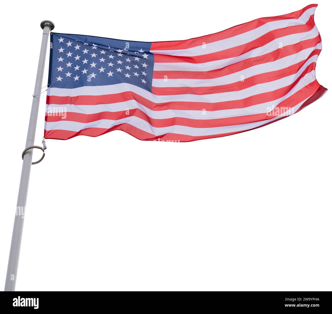 Isolierte, die amerikanische Flagge schwenkt. USA-Symbol. Stockfoto