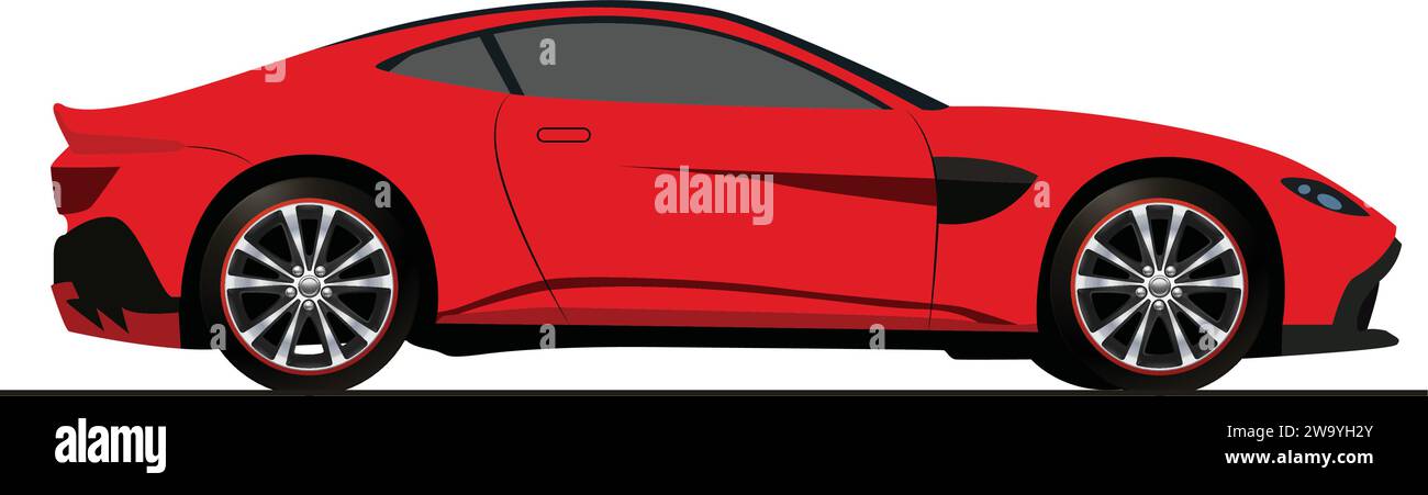 Roter Sportwagen isoliert auf 3D-Darstellung im Hintergrund Stock Vektor