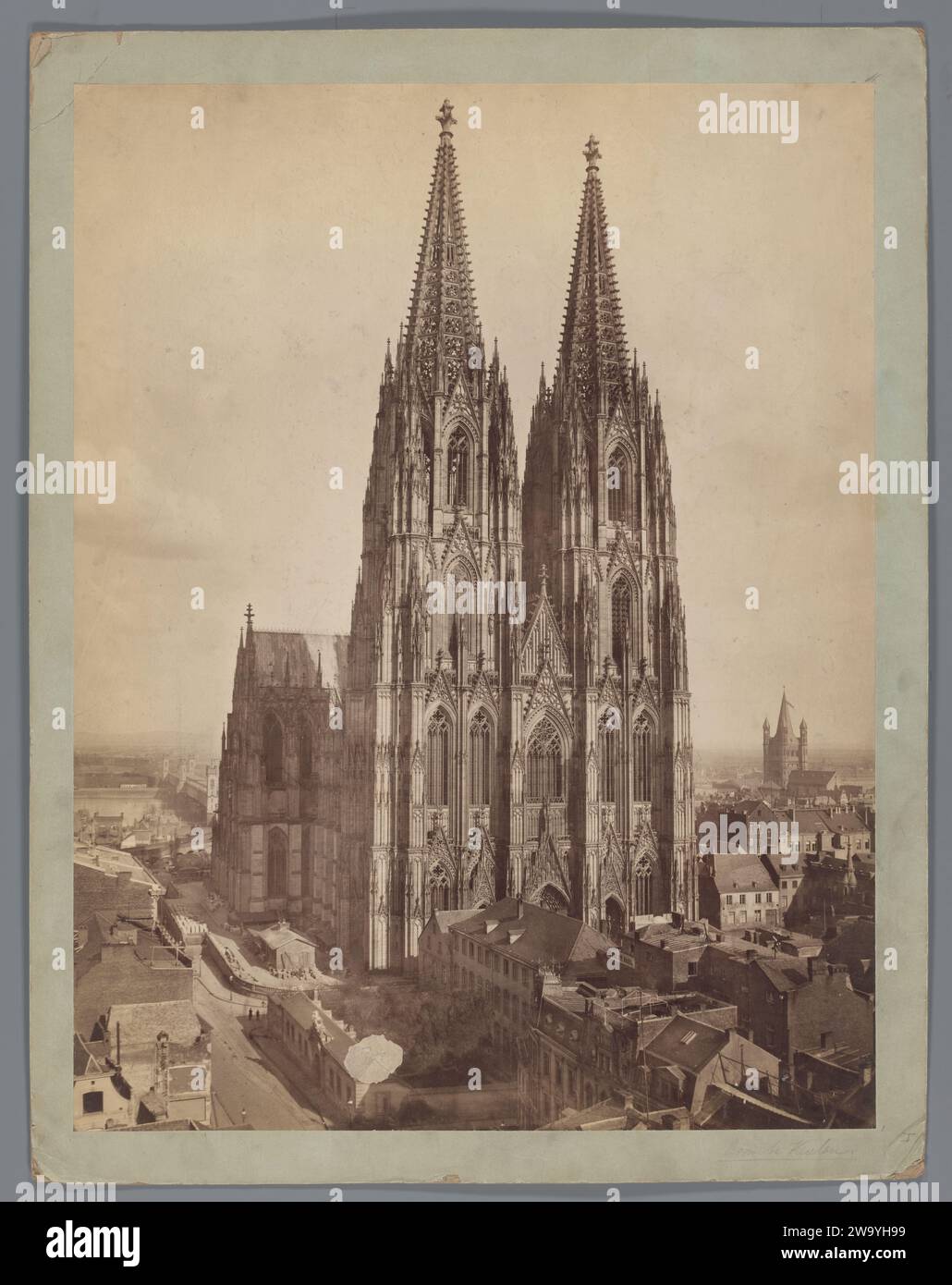 Blick auf den Kölner Dom, Anonym, 1880 - 1910 Foto Köln fotografischer Support. Kirche mit Pappalbumendruck (außen) Kölner Dom Stockfoto