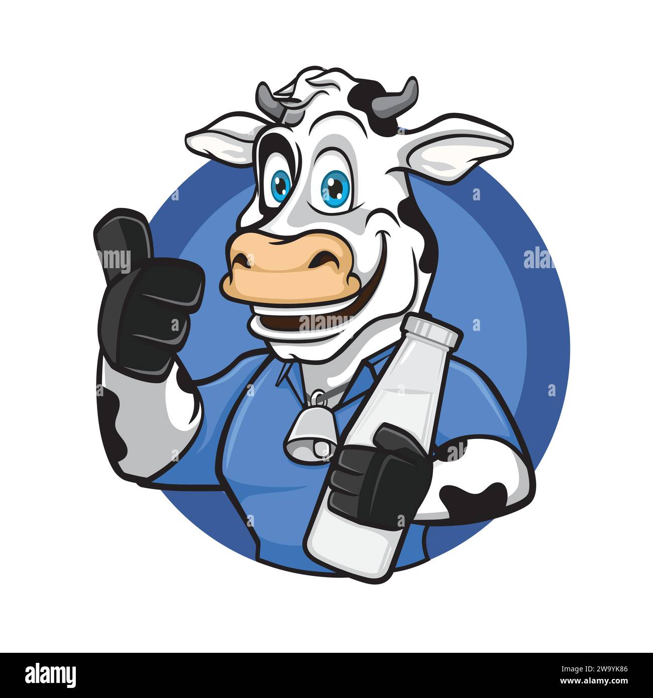 Maskottchendesign Mit Lächelndem Milchkuh-Logo Stock Vektor