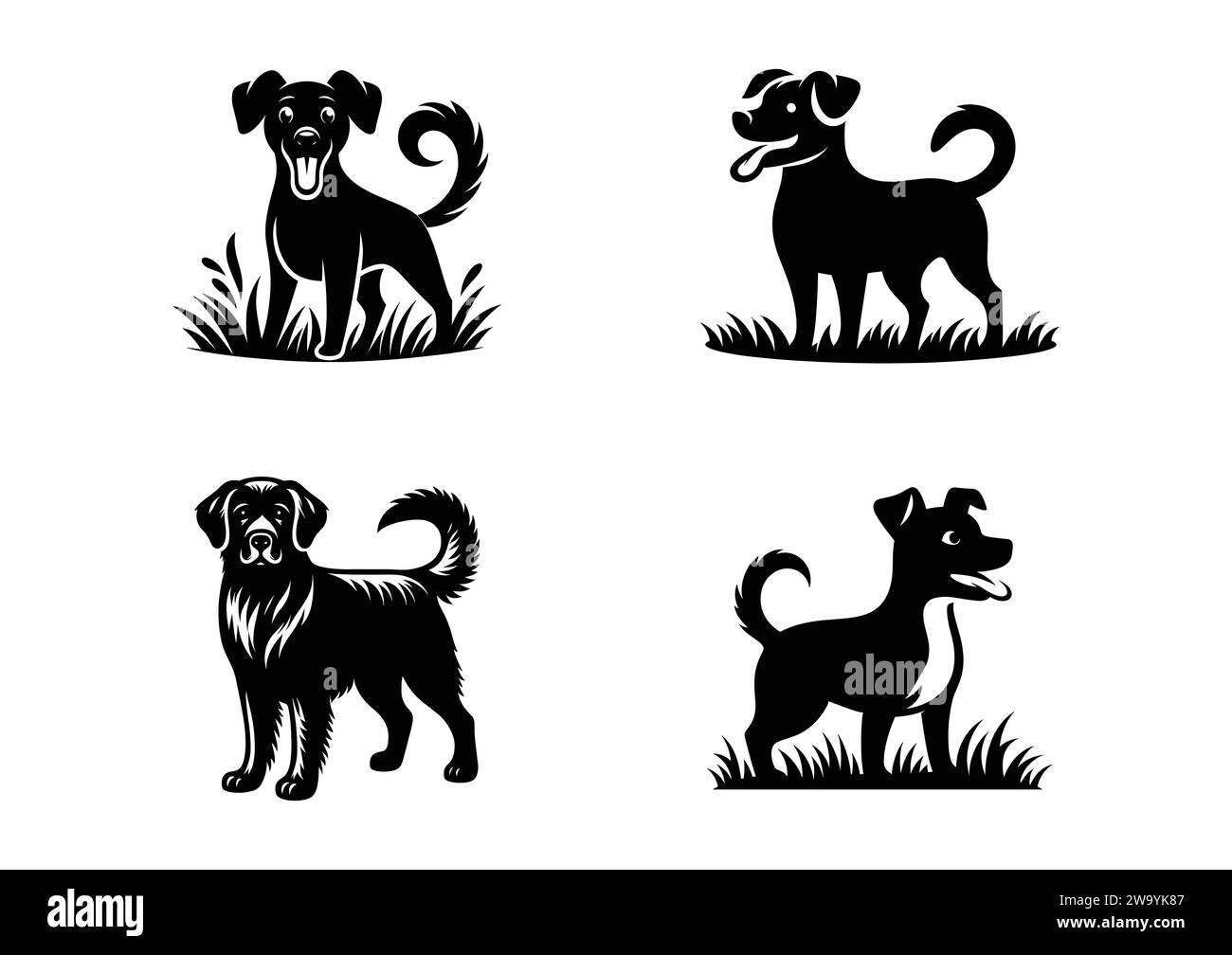 Set von Silhouetten von Hunden Stock Vektor