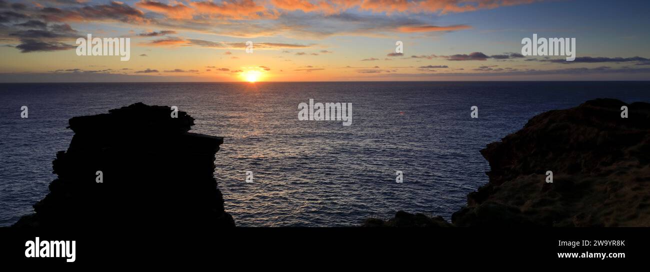 Die Duncansby Sea Stacks in Duncansby Head, Caithness, Nordostküste Schottlands, Großbritannien Stockfoto
