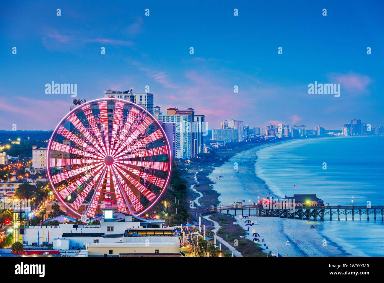 Myrtle Beach, South Carolina, USA City Skyline zur blauen Stunde. Stockfoto