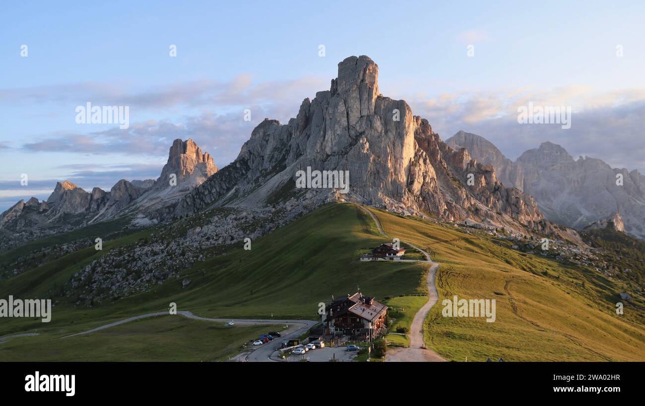 drone photo giau pass Dolomites Italy europe Stockfoto