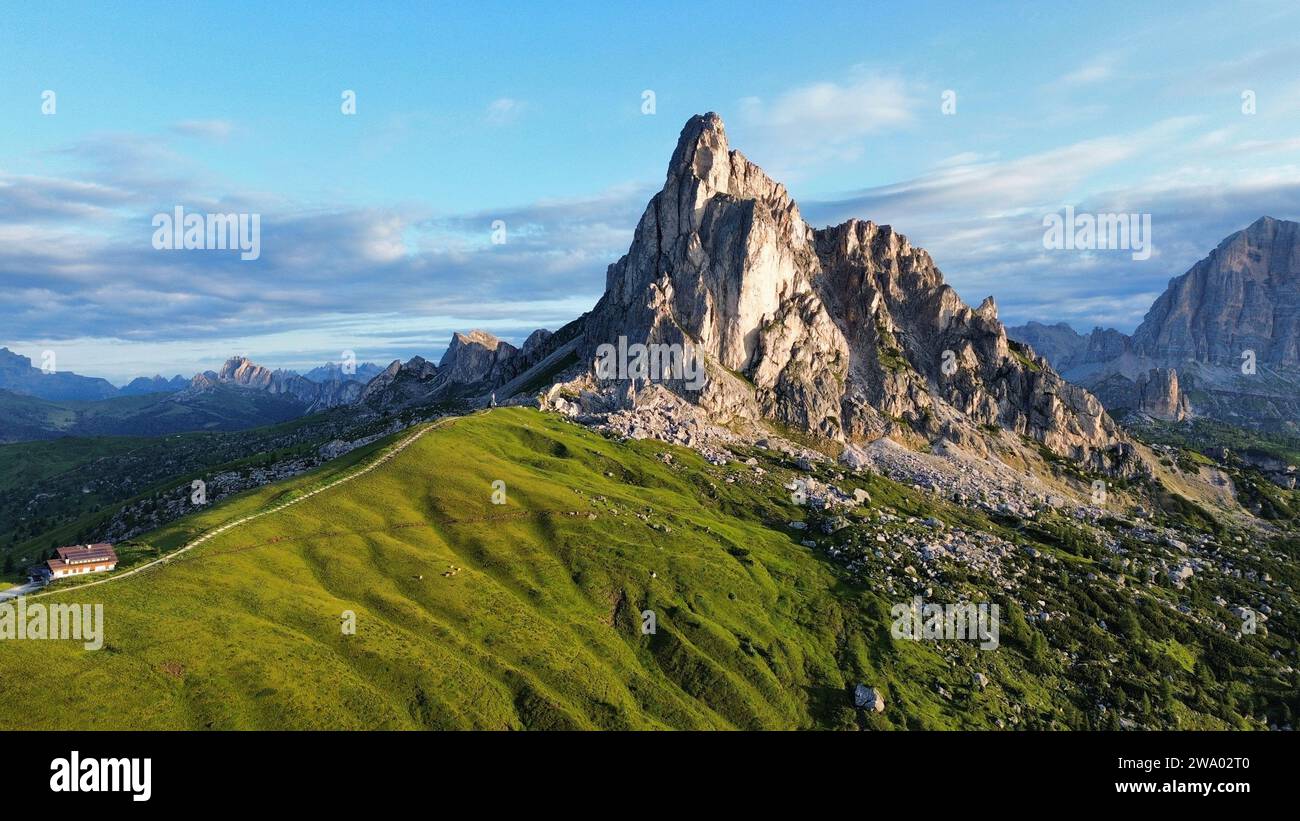 drone photo giau pass Dolomites Italy europe Stockfoto