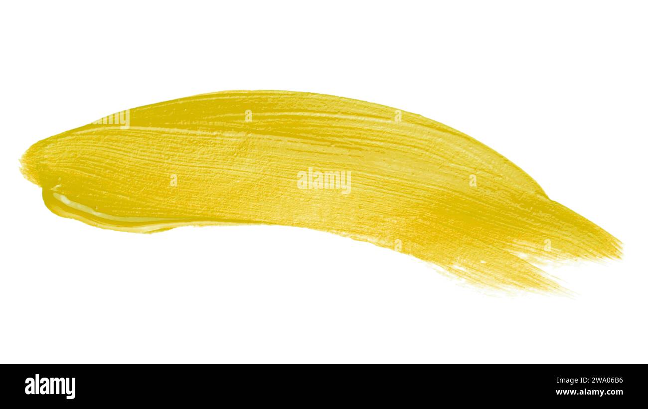 Gelber Pinsel isoliert auf weißem Hintergrund. Aquarell Stockfoto