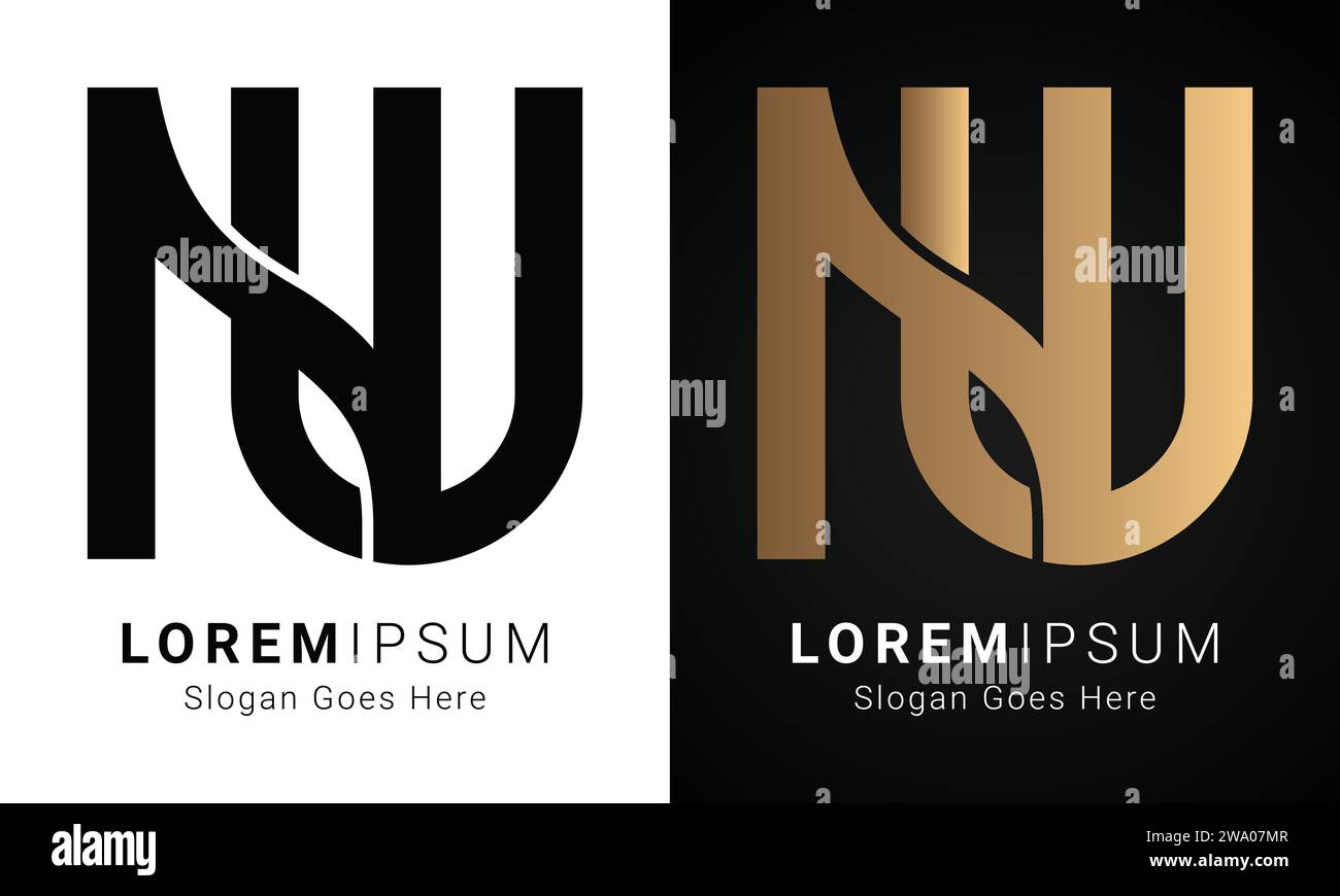 Luxuriöses Initial NU- oder UN-Monogramm-Logo-Design Stock Vektor