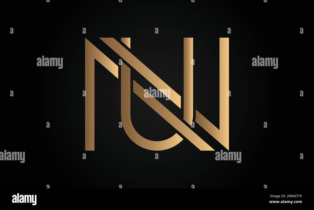 Luxuriöses Initial NU- oder UN-Monogramm-Logo-Design Stock Vektor