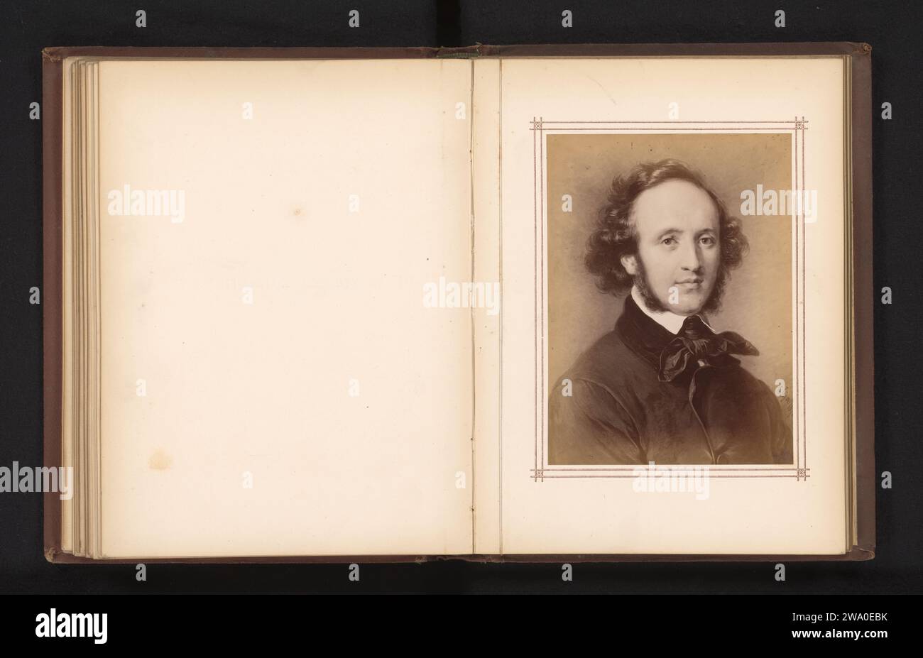 Fotoproduktion eines Porträts von Felix Mendelssohn Bartholdy von Carl Jaeger, Anonym, nach Carl Jaeger, um 1865 - um 1875 fotografische Trägeralbumendruckkomponisten Stockfoto