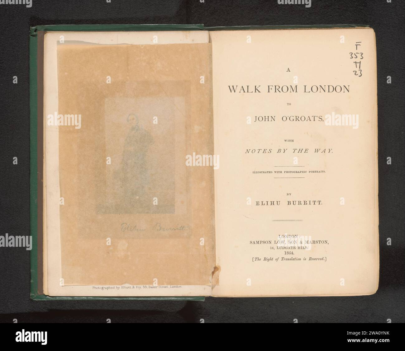 Ein Spaziergang von London zu John O'Groat's, mit Notizen übrigens, Elihu Burritt, Londoner Zeitung aus dem Jahr 1864. Unterstützung für Fotos. Pappe. Leinendruck/Albumendruck Stockfoto