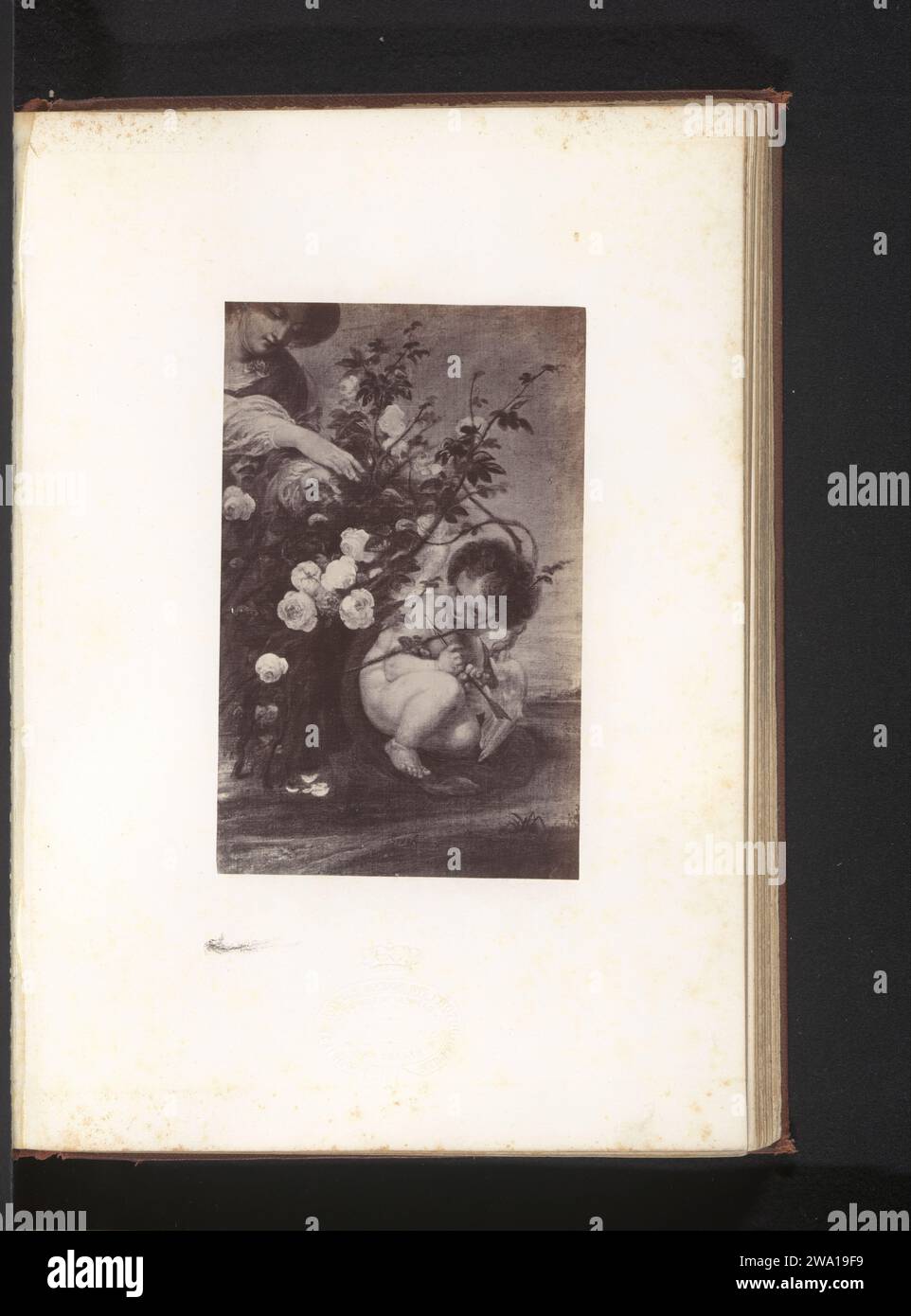 Fotoproduktion eines Hinterhalts von Antoine Wiertz, Edmond Fierlants, nach Antoine Joseph Wiertz, ca. 1863 - in oder vor 1868 fotografische Unterstützung Albumenabdruck Erwachsene Frau. Cupiden: 'amores', 'amoretti', 'Putti'. Attribute von Cupid: Pfeil(e) Stockfoto