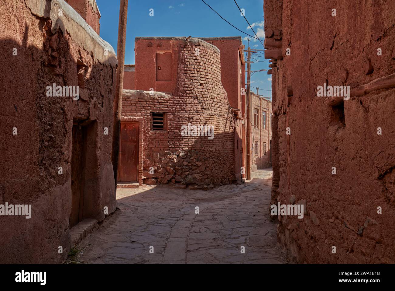 Traditionelle Häuser im historischen Dorf Abyaneh, Kreis Natanz, Iran. Stockfoto