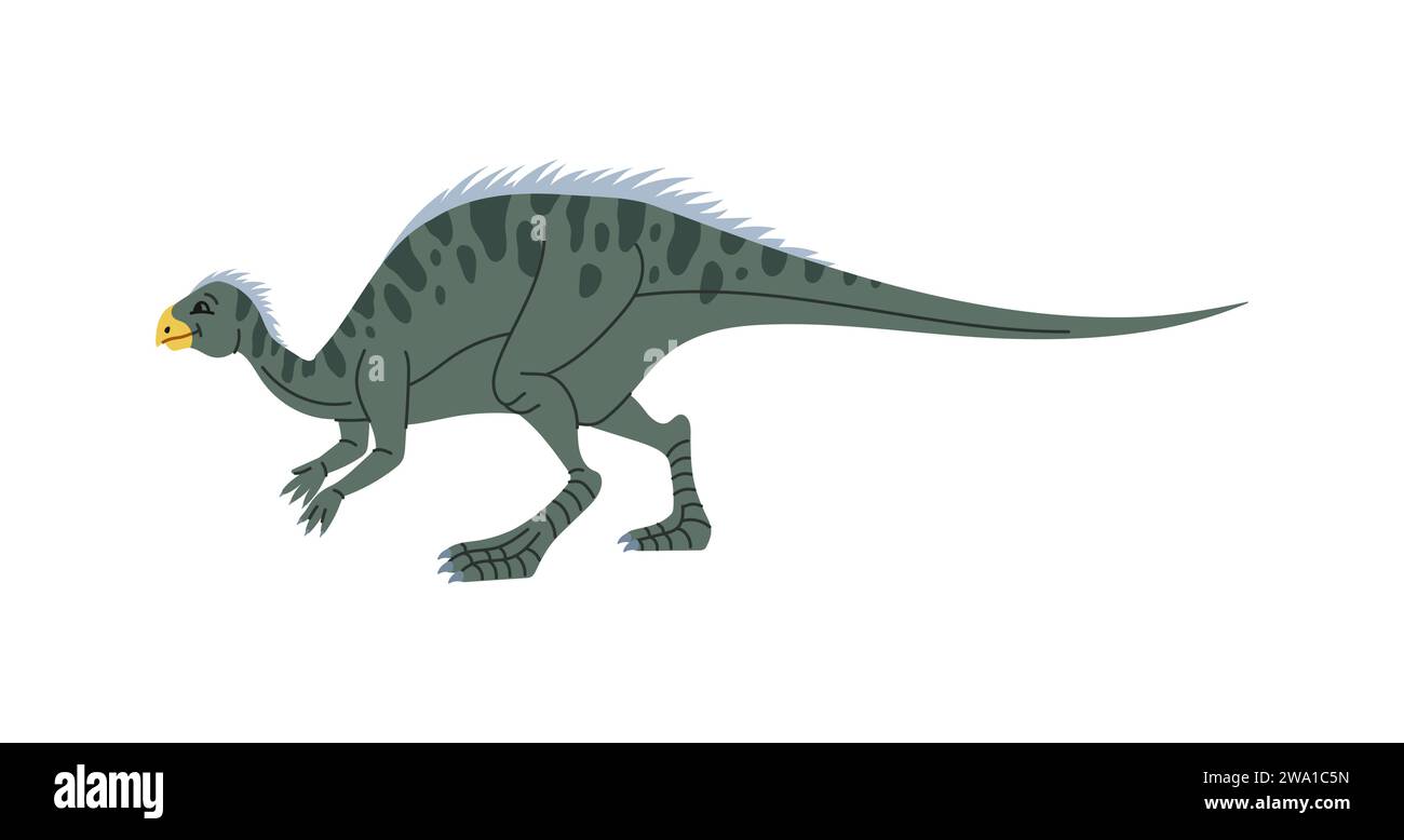 Dino mit Schwanz und Gliedmaßen, ein isoliertes Symbol der Dinosaurier-Persönlichkeit. Vektor ausgestorbenes Tier aus prähistorischer Zeit, Monster Raubtier Charakter Stock Vektor