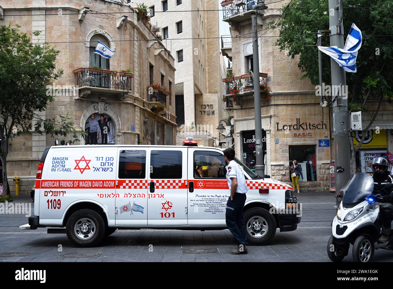 Blick auf die Jaffa Road Stockfoto