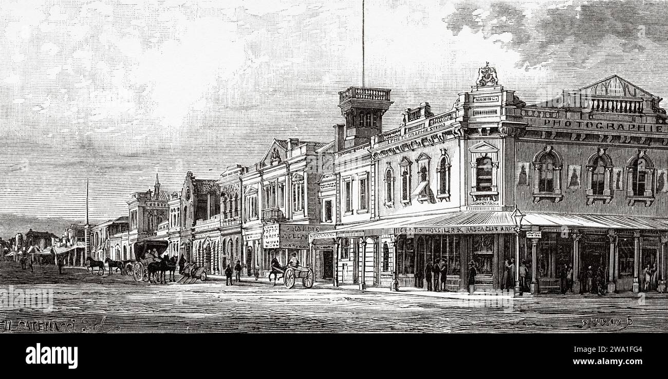 Glenelg City, Adelaide, South Australia. Sechs Monate in Australien 1878 von Desire Charnay (1828 - 1915) Stich aus dem 19. Jahrhundert aus Le Tour du Monde 1880 Stockfoto