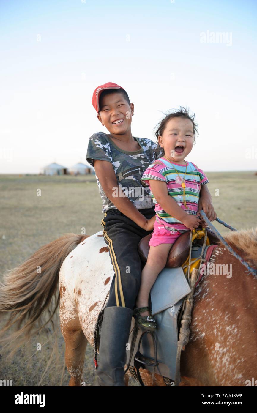 Nomadischen Herder Camp, Mongolei Stockfoto