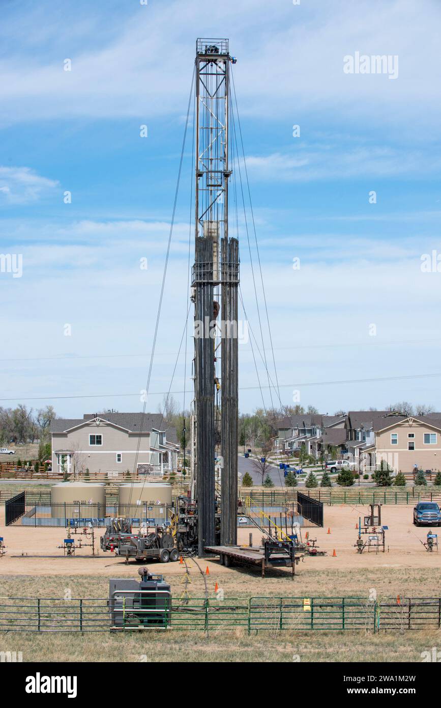 Öl- und Gasbohrungen, Erie, Colorado, USA Stockfoto