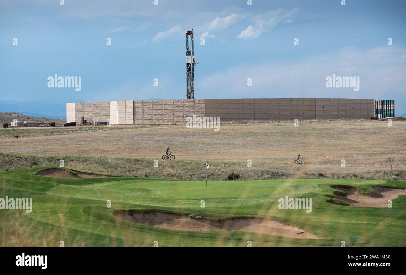 Öl- und Gasbohrungen, Erie, Colorado, USA Stockfoto