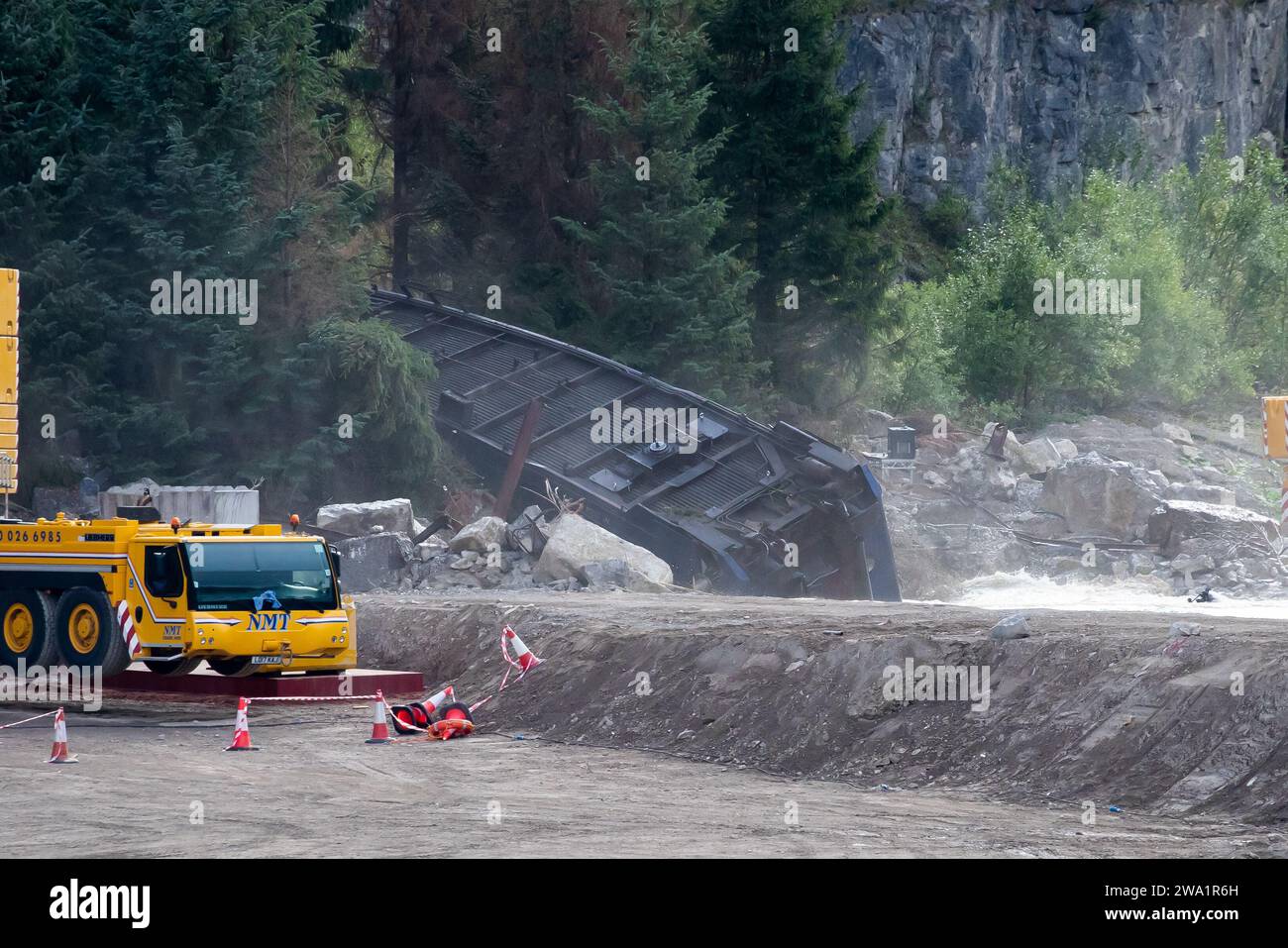 STONEY MIDDLETON, DERBYSHIRE Mission: Impossible 7 Train Crash Scene. Stockfoto