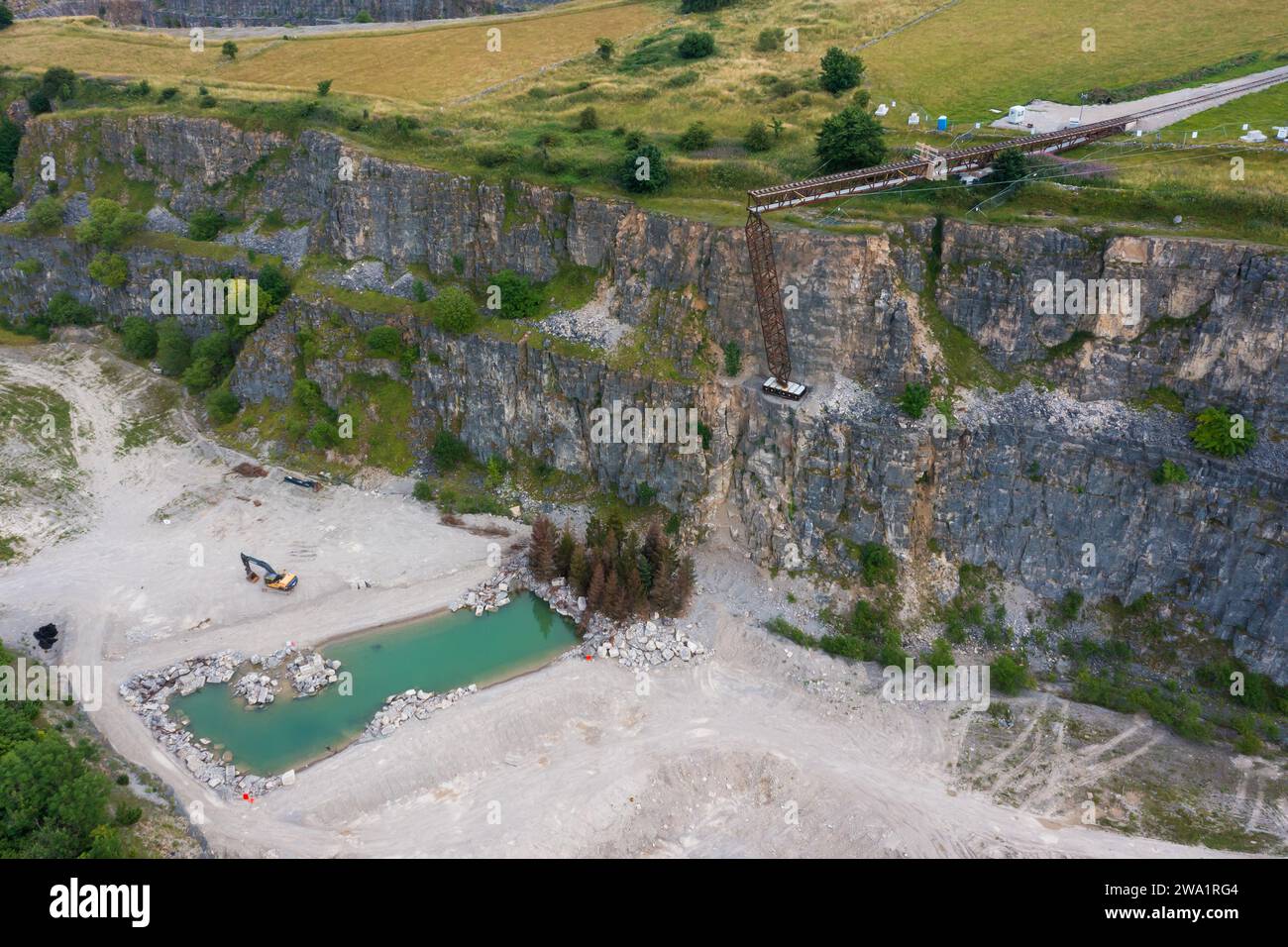 STONEY MIDDLETON, DERBYSHIRE Mission: Impossible 7 Train Crash Scene. Stockfoto