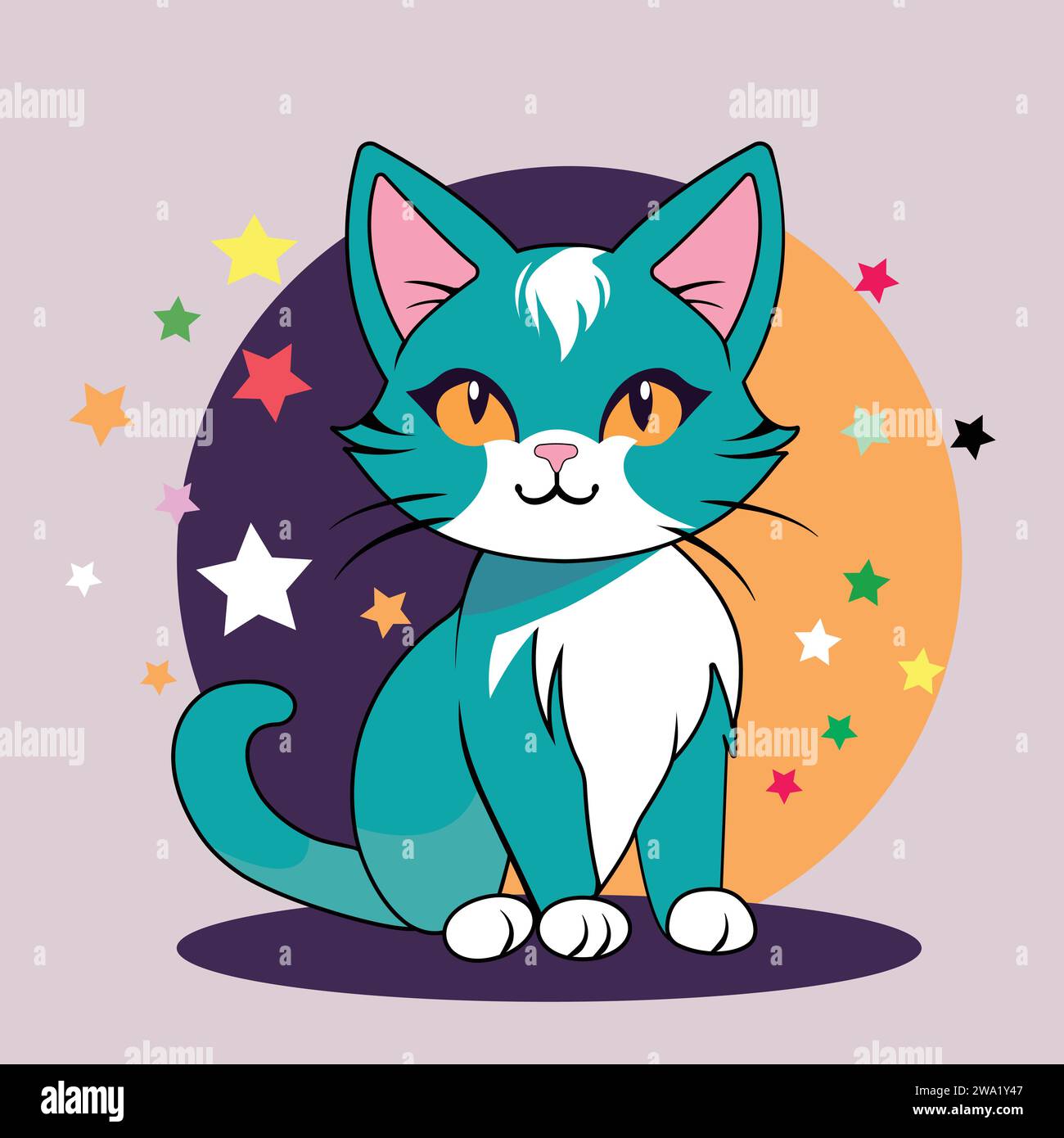 Niedliches Katzenvektor-Zeichentrickdesign Stock Vektor