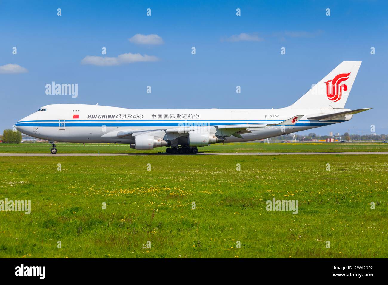 Amsterdam, Niederlande - 28. April 2022: Air China Cargo Boering 747 am Flughafen Amsterdam Stockfoto