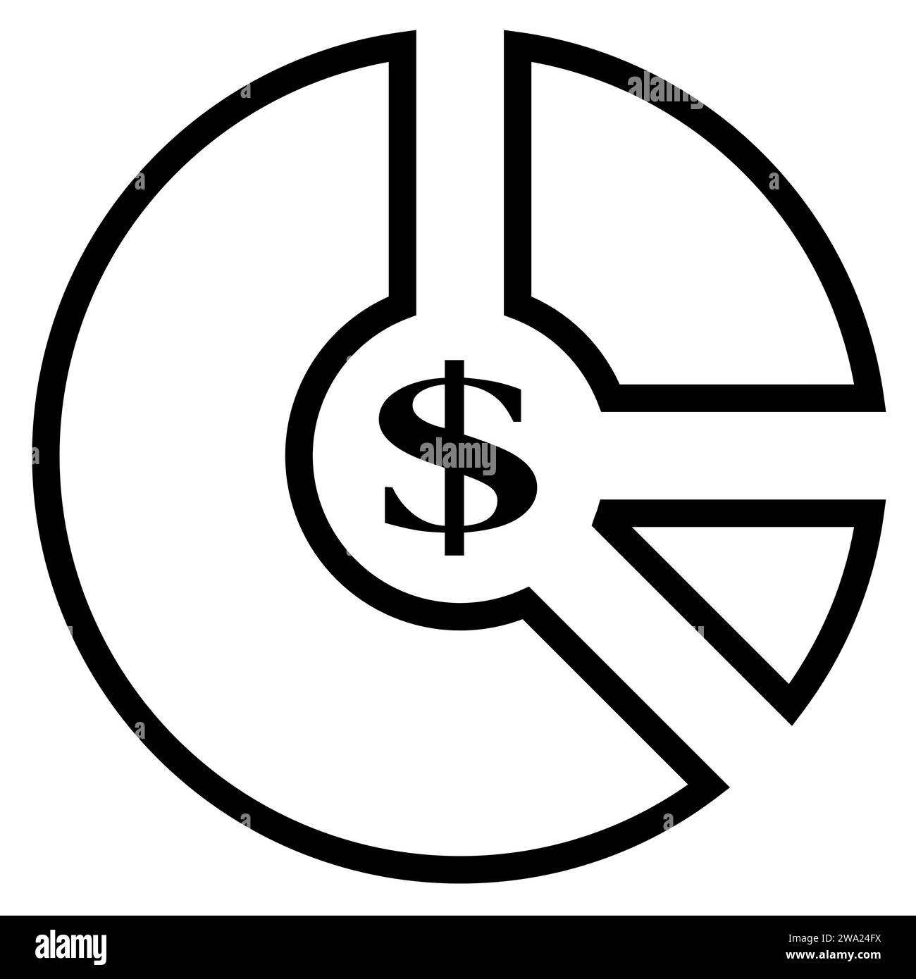 Tortendiagramm-Symbol, Vektorillustration. Flaches Design. Vektordiagramm-Symbol Illustration isoliert auf weißem Hintergrund, Tortendiagramm-Symbol Eps10. Stock Vektor