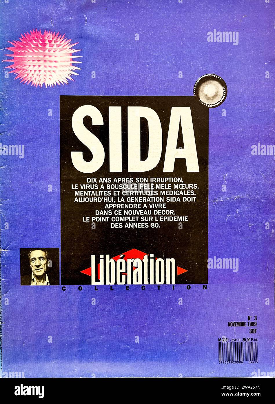 Paris, Frankreich, AIDES NGO, Archive, Memoires de l'Epidémie de SIDA, Article de Presse, AIDS-Zeitungscover, Liberation, paris der 1980er Jahre Stockfoto