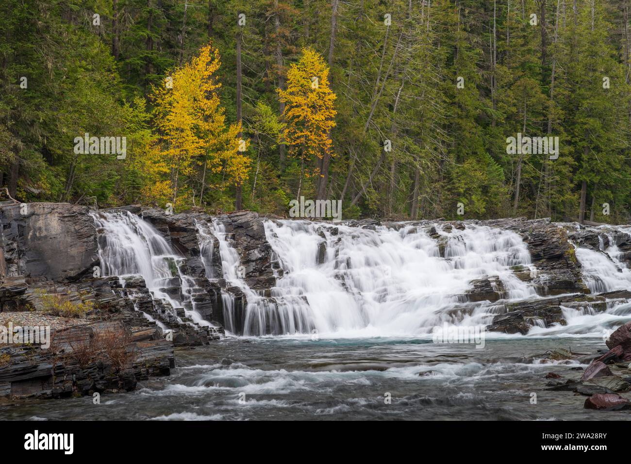 Die McDonald Falls im Glacier National Park, Montana, USA. Stockfoto