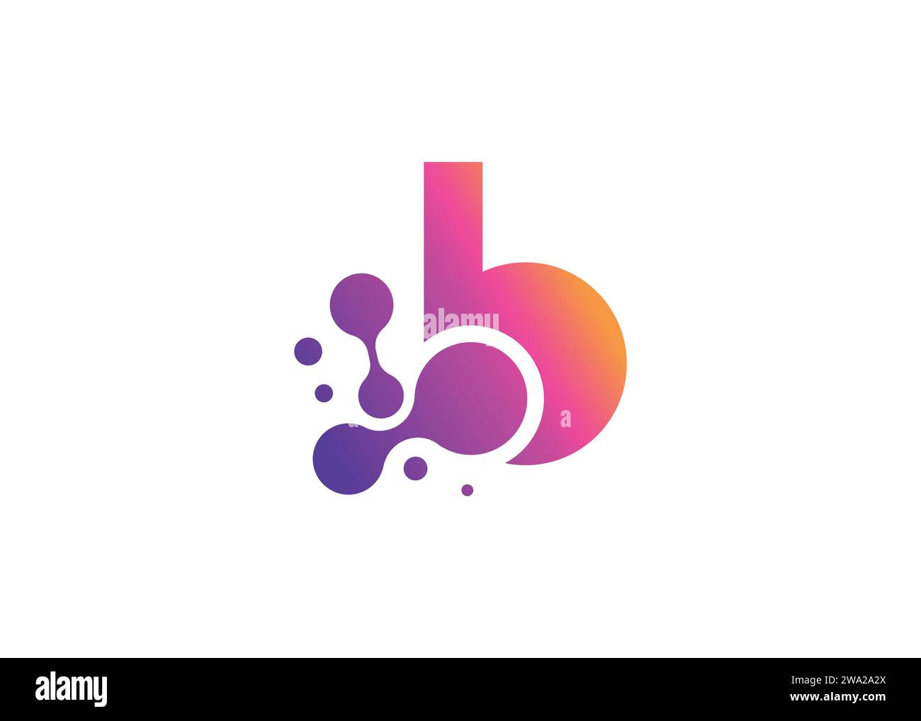 Letter B Technology Vektor-Monogramm-Logo-Designvorlage. Letter B Molecule, Science and Bio Technology Vector Logo Stock Vektor