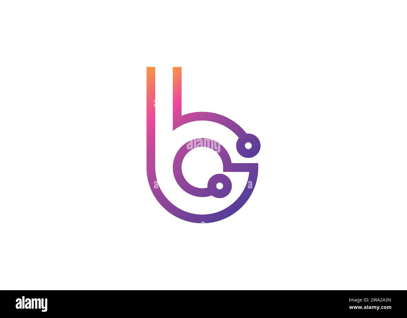 Letter B Technology Vektor-Monogramm-Logo-Designvorlage. Letter B Molecule, Science and Bio Technology Vector Logo Stock Vektor