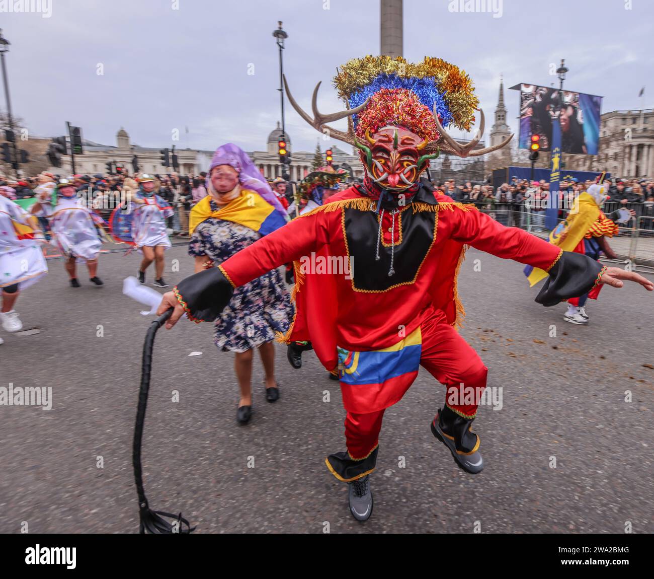 London, Großbritannien. Januar 2024. Die Straßen von Central London werden heute von Menschenmassen besucht, um die 37. Neujahrsparade zu genießen. Quelle: Paul Quezada-Neiman/Alamy Live News Stockfoto