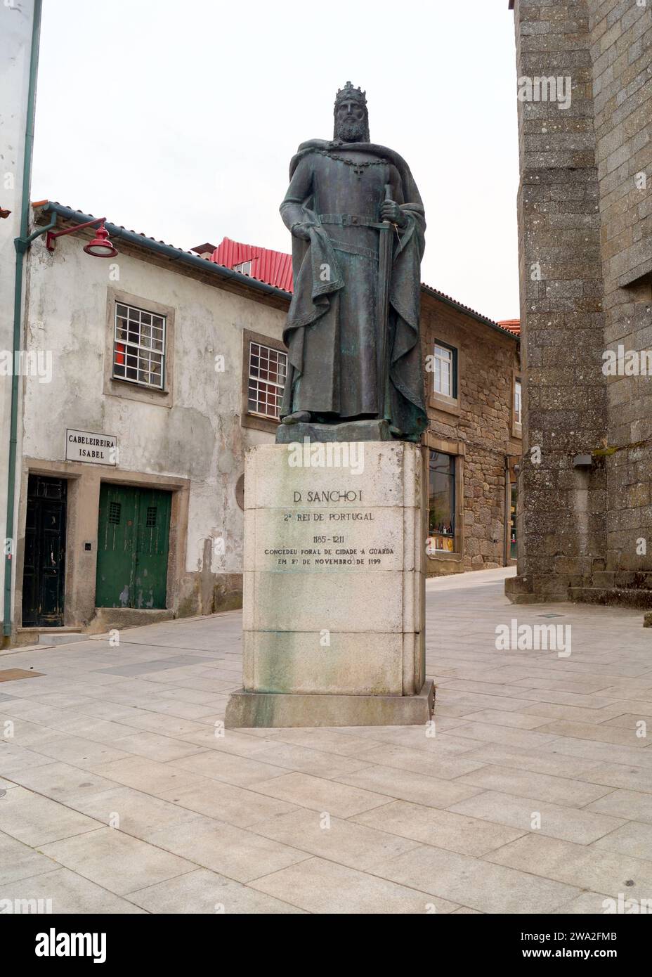 Statue von Dom Sancho I., dem zweiten König von Portugal, im 12. Und 13. Jahrhundert, Guarda, Portugal Stockfoto